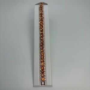 Rose Gold And Clear Crystal Rhinestone Bridal Prom Tennis Bracelet